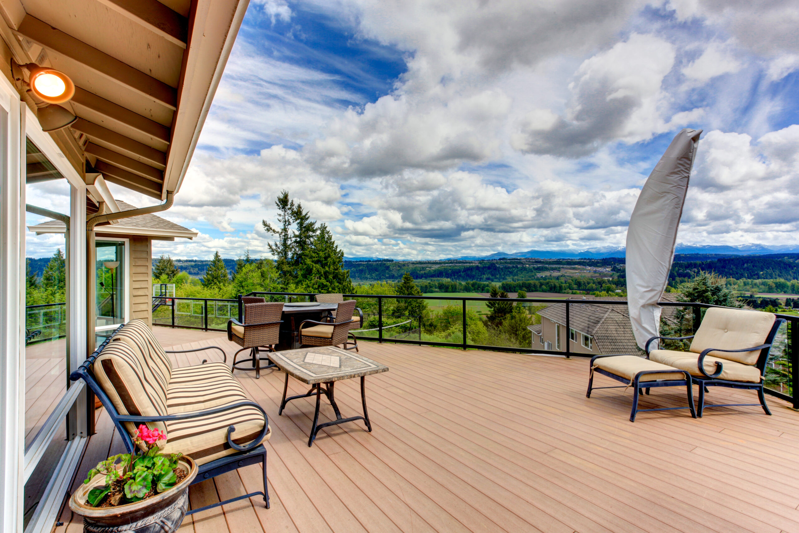 sweeping view of hills from a timbertech deck