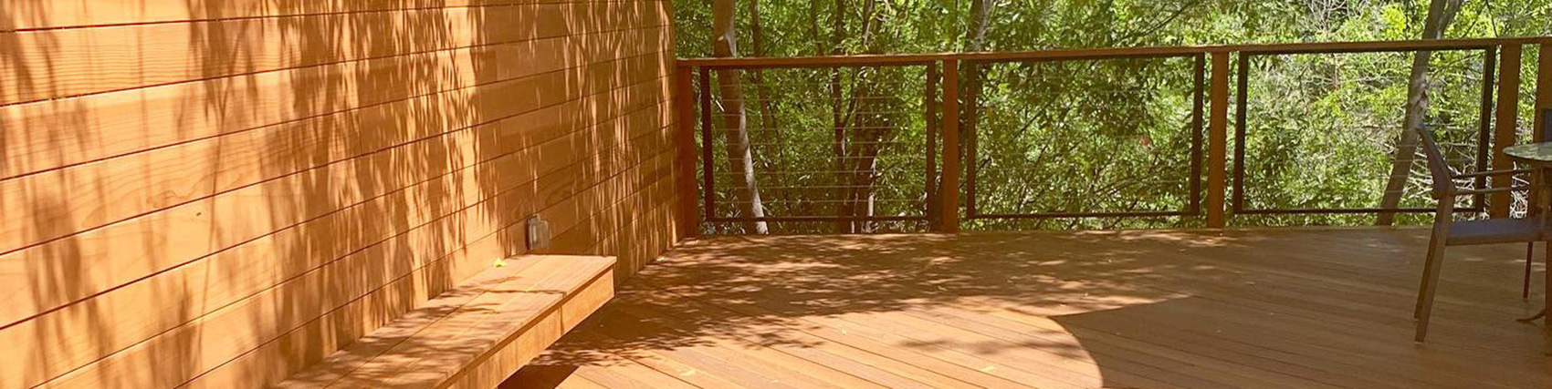 sunny and warm wooden deck